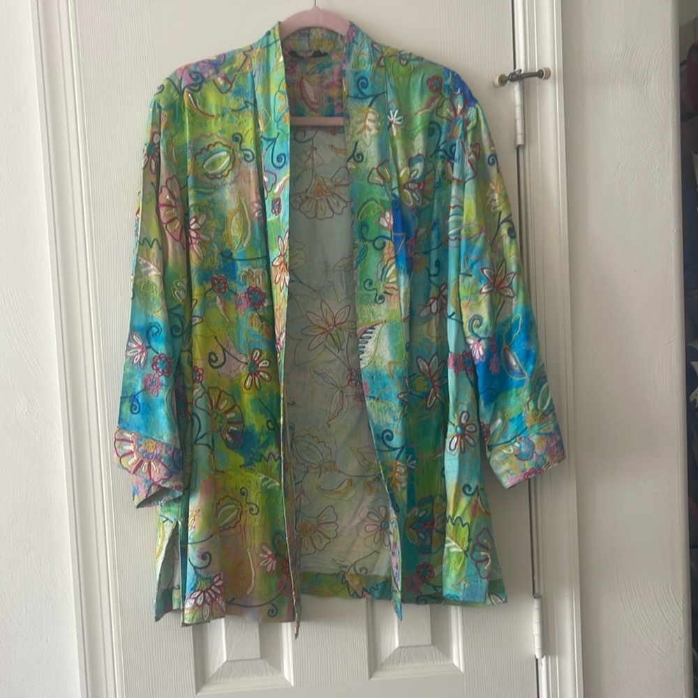 Colorful Floral Kimono Jacket NWOT